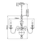 HK-CAMBRIDGE6 Cambridge 6 Light Chandelier Burnished Brass