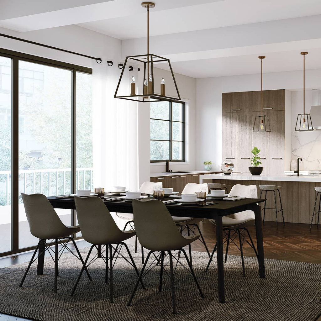 HK-FULTON-4P Fulton 4 Light Pendant Chandelier Bronze and Brass