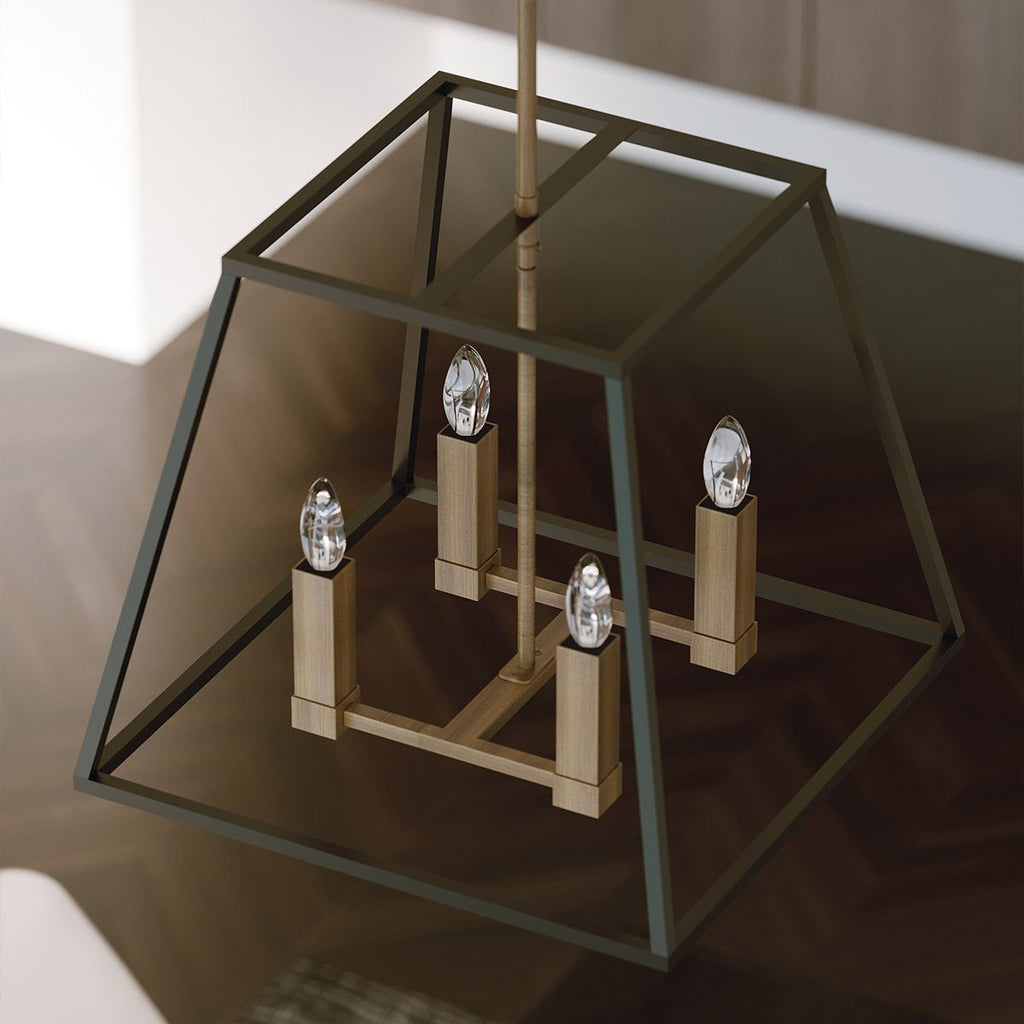 HK-FULTON-4P Fulton 4 Light Pendant Chandelier Bronze and Brass