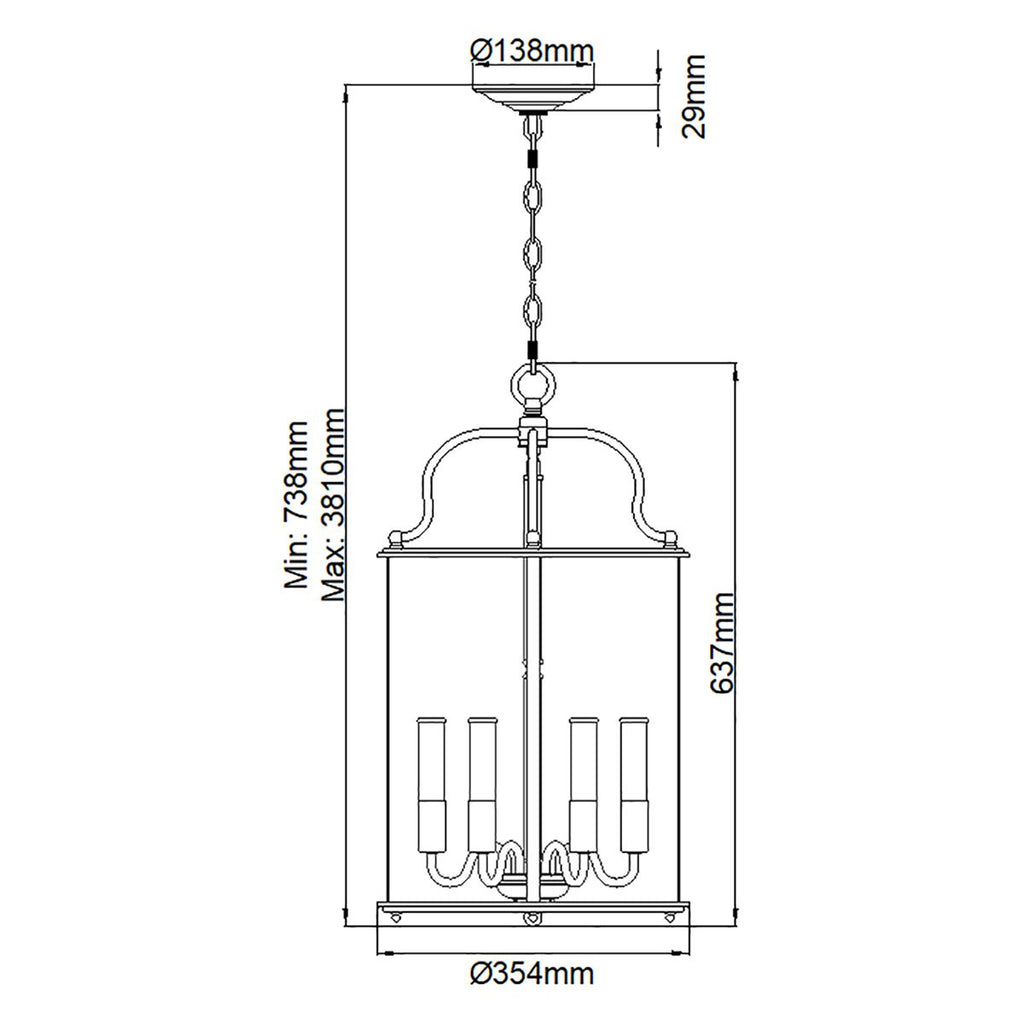 HK-GENTRY-P-L-PB Gentry 6 Light Large Pendant Polished Brass
