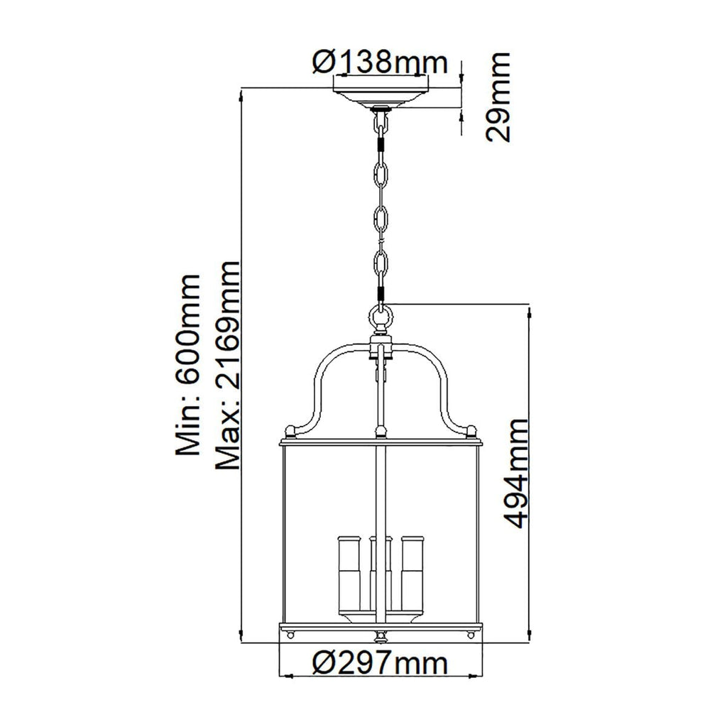 HK-GENTRY-P-M-PB Gentry 4 Light Medium Pendant Polished Brass