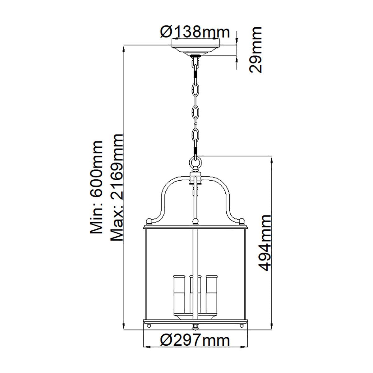 HK-GENTRY-P-M-PB Gentry 4 Light Medium Pendant Polished Brass