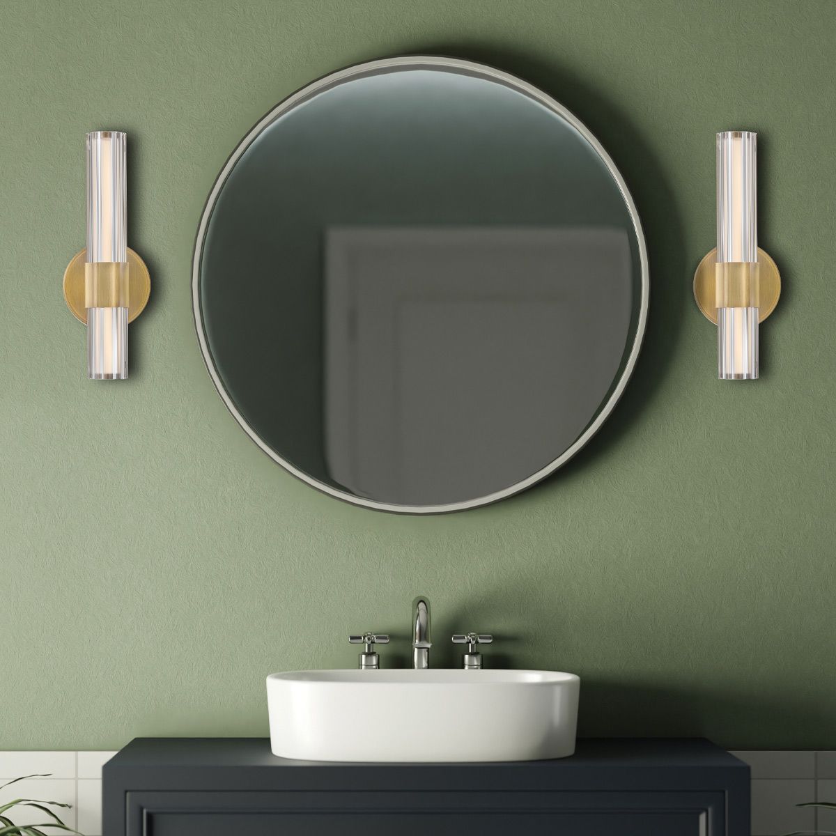HK-GEORGETTE-LED1-LCB Georgette Small LED  Bathroom Wall Light  Laquered Brass