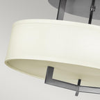 HK-HAMPTON-SF Hampton 3 Light Semi-Flush Antique Nickel, Ivory Shades