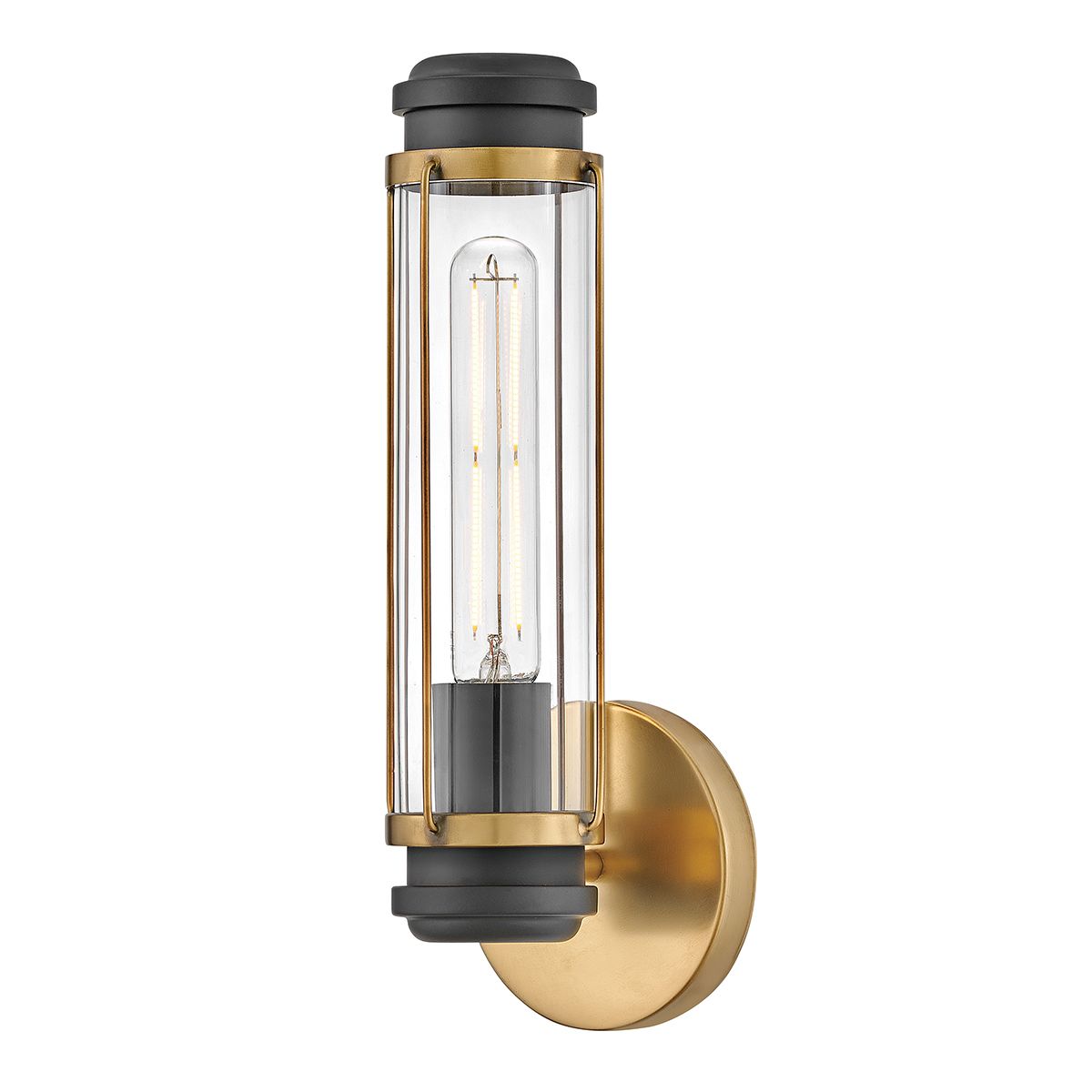 HK-MASTHEAD1-HBBK Masthead 1lt  Bathroom Wall Light Heritage Brass & Black