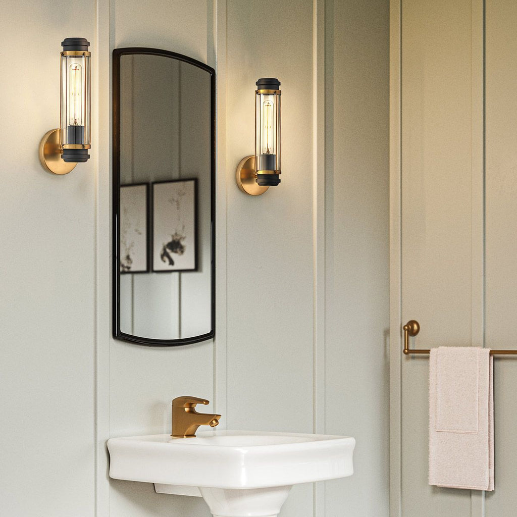 HK-MASTHEAD1-HBBK Masthead 1lt  Bathroom Wall Light Heritage Brass & Black