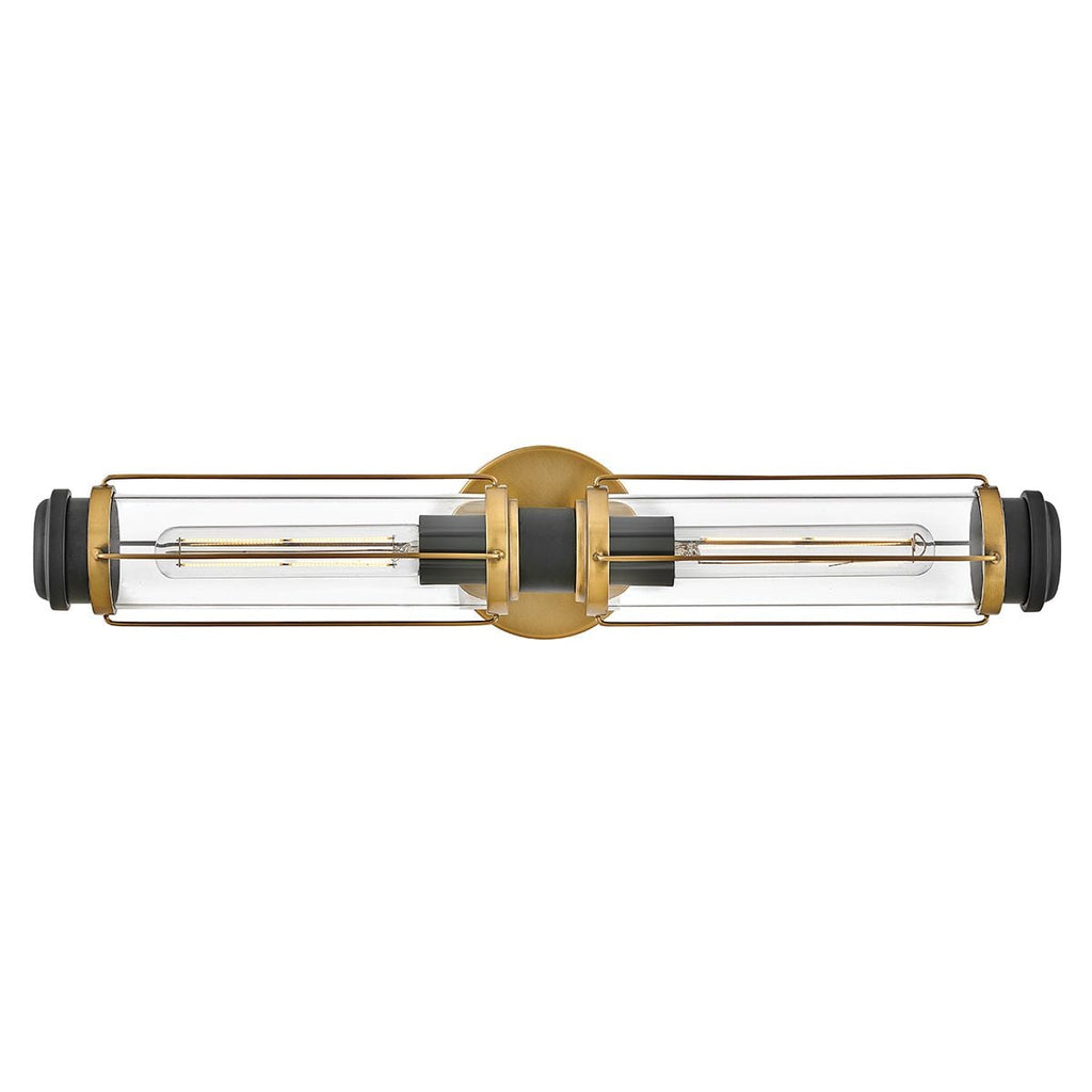 HK-MASTHEAD2-HBBK Masthead 2lt  Bathroom Wall Light Heritage Brass & Black
