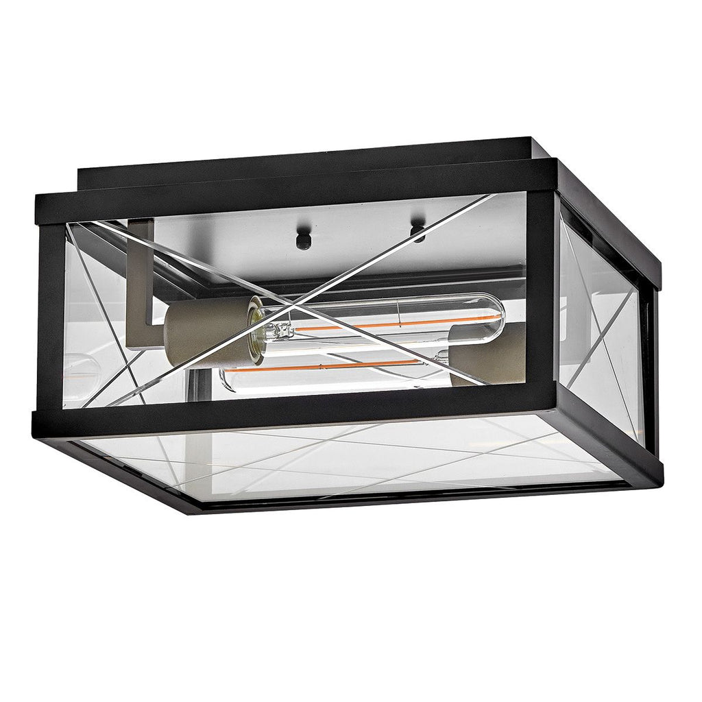 HK-MONTE-F-BK Monte 2 Light  Porch Ceiling Flush  Black