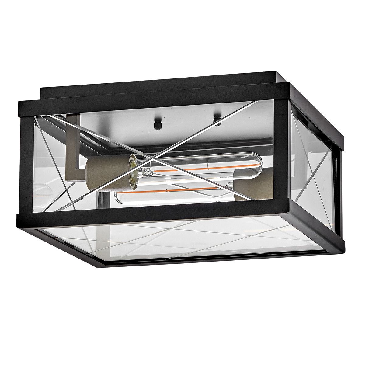 HK-MONTE-F-BK Monte 2 Light  Porch Ceiling Flush  Black