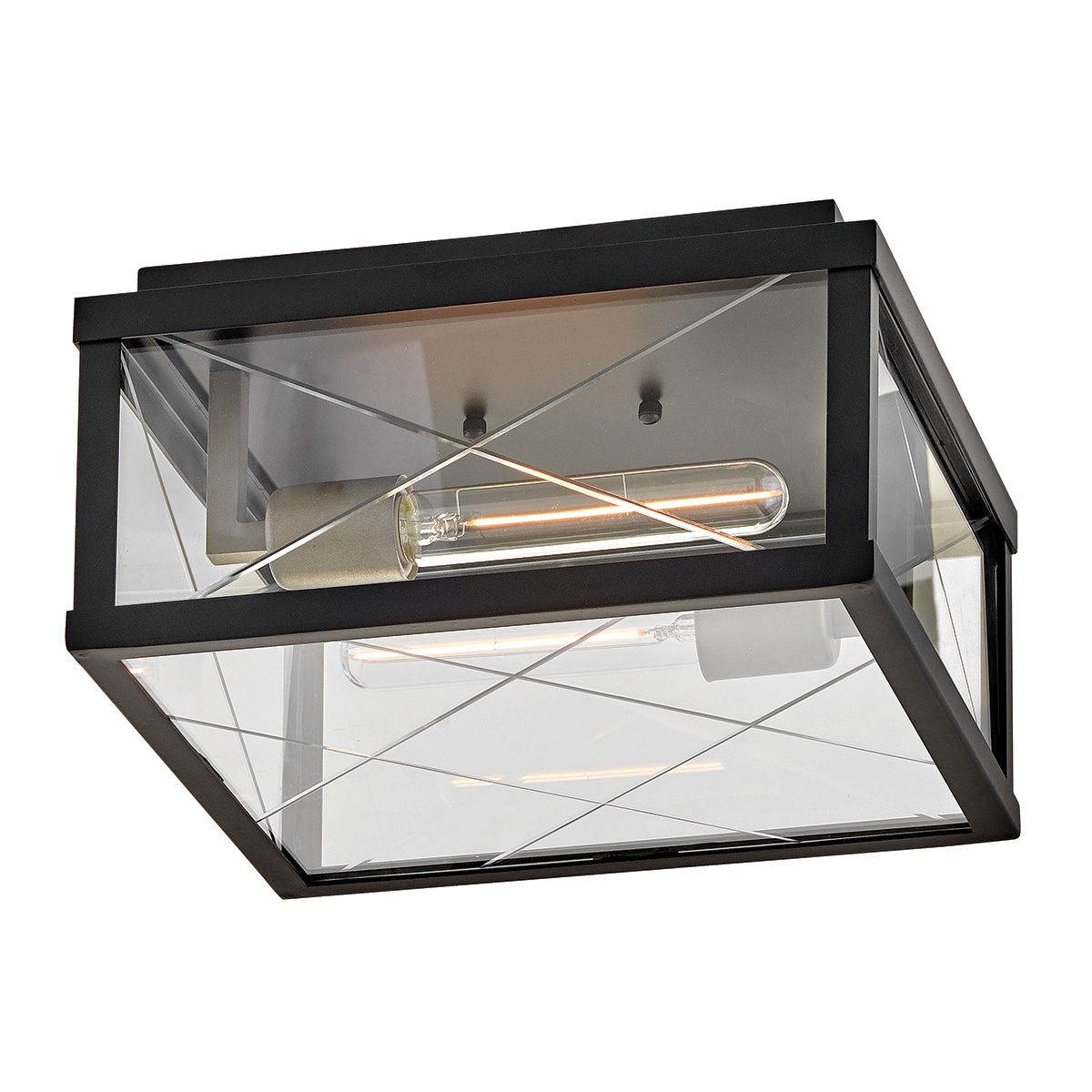 HK-MONTE-F-BK Monte 2 Light  Porch Ceiling Flush  Black