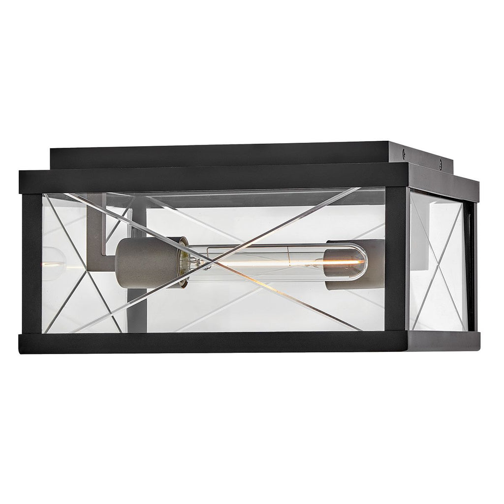 HK-MONTE-F-BK Monte 2 Light  Porch Ceiling Flush  Black