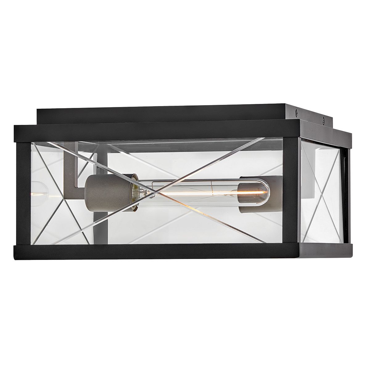 HK-MONTE-F-BK Monte 2 Light  Porch Ceiling Flush  Black