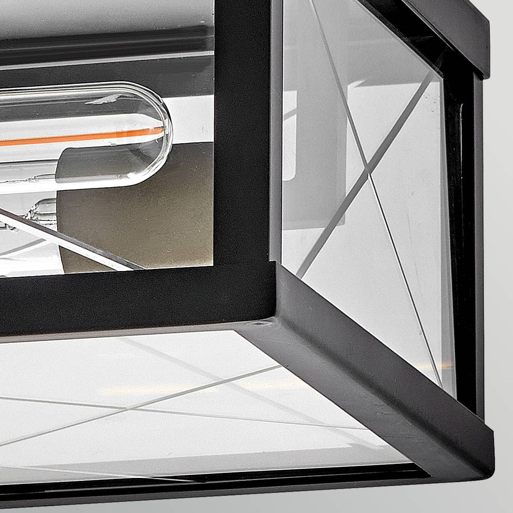 HK-MONTE-F-BK Monte 2 Light  Porch Ceiling Flush  Black
