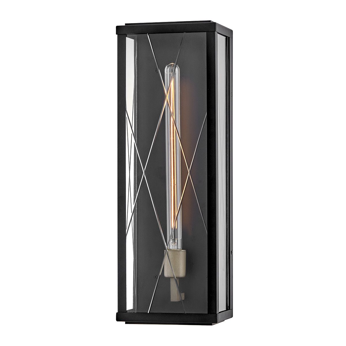 HK-MONTE-L-BK Monte 1 Light Large Flush Wall  Outdoor Lantern Black