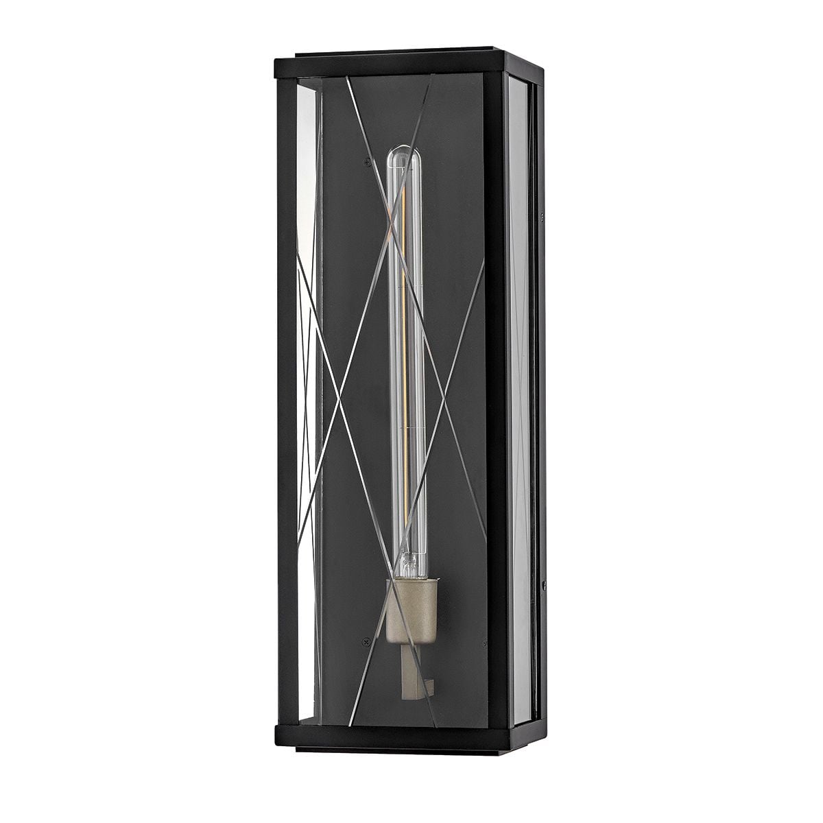 HK-MONTE-L-BK Monte 1 Light Large Flush Wall  Outdoor Lantern Black