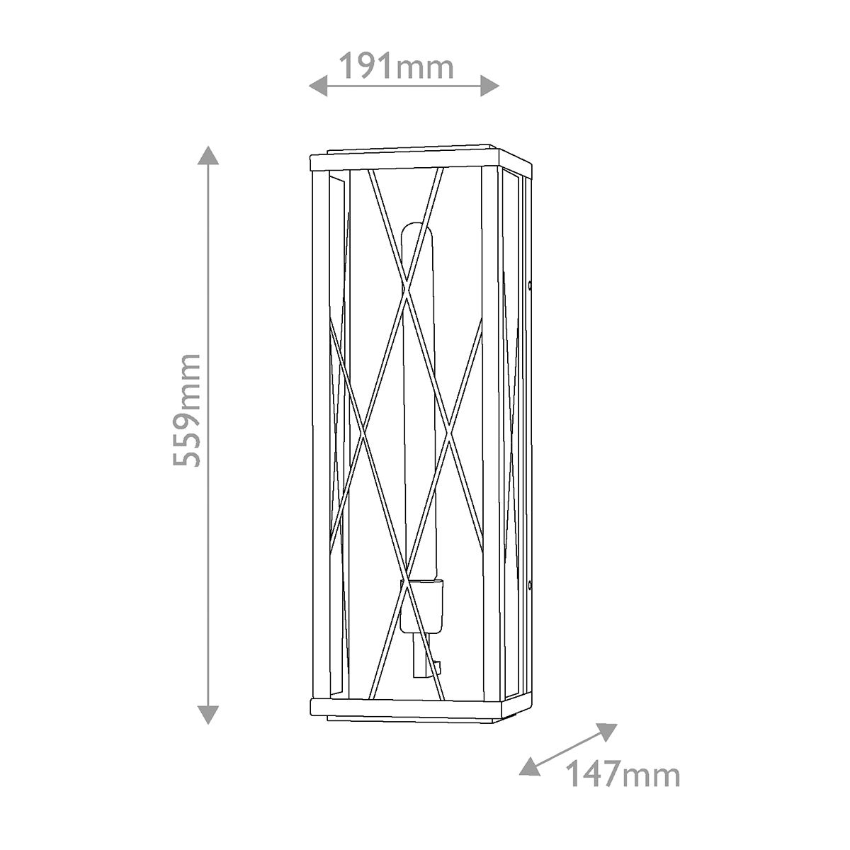 HK-MONTE-L-BK Monte 1 Light Large Flush Wall  Outdoor Lantern Black