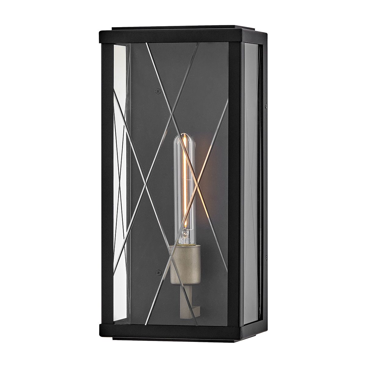 HK-MONTE-M-BK Monte 1 Light Medium Flush Wall  Outdoor Lantern Black
