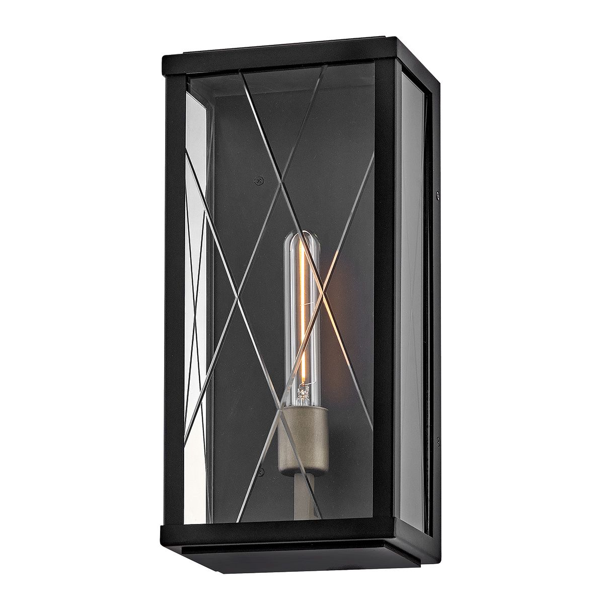 HK-MONTE-M-BK Monte 1 Light Medium Flush Wall  Outdoor Lantern Black