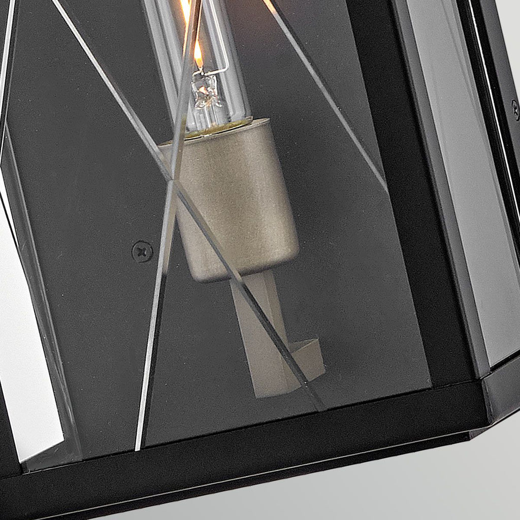 HK-MONTE-M-BK Monte 1 Light Medium Flush Wall  Outdoor Lantern Black