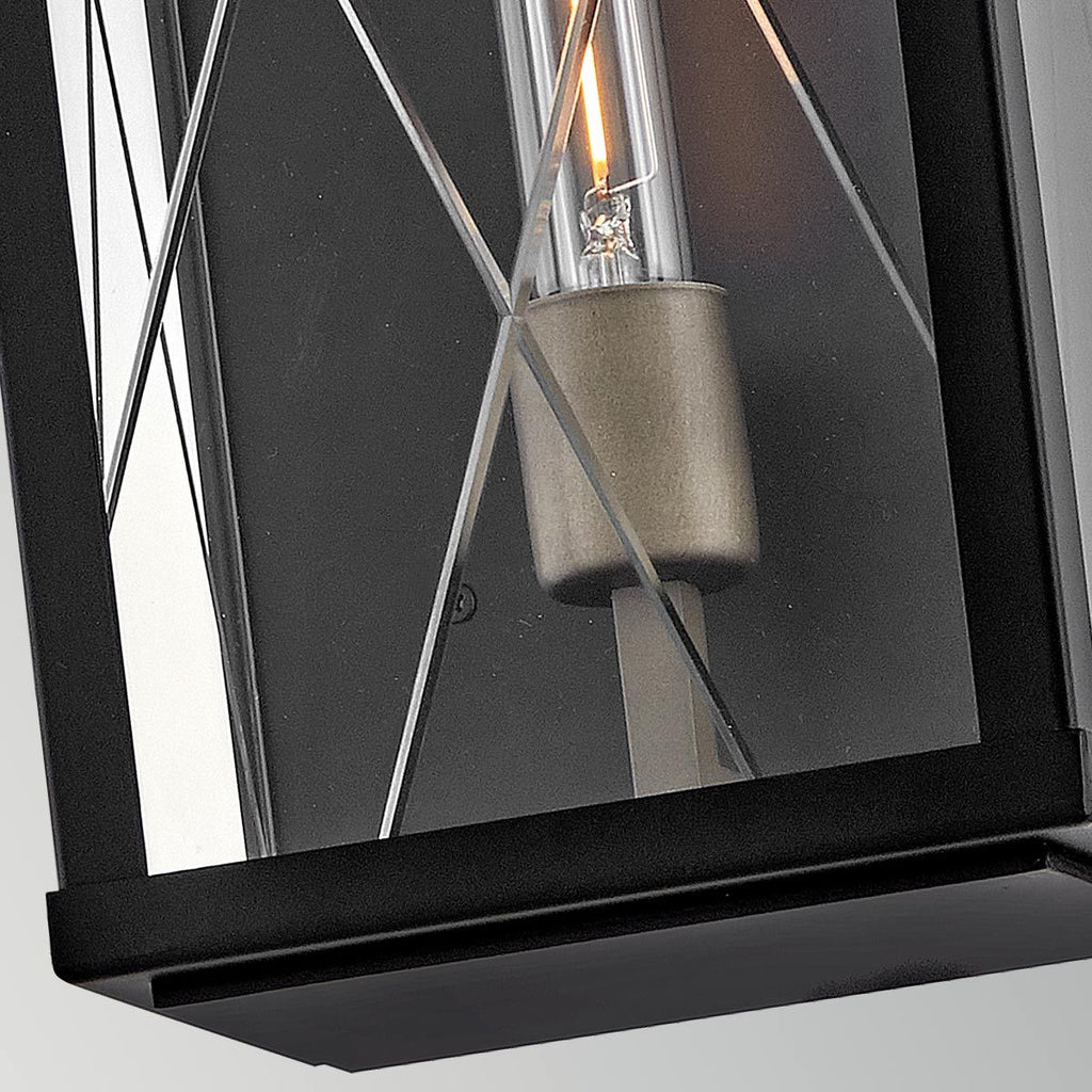 HK-MONTE-M-BK Monte 1 Light Medium Flush Wall  Outdoor Lantern Black