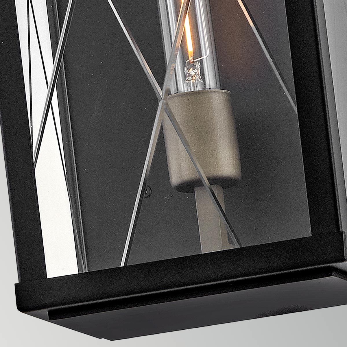 HK-MONTE-M-BK Monte 1 Light Medium Flush Wall  Outdoor Lantern Black