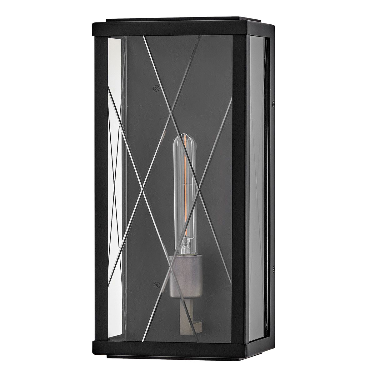 HK-MONTE-M-BK Monte 1 Light Medium Flush Wall  Outdoor Lantern Black