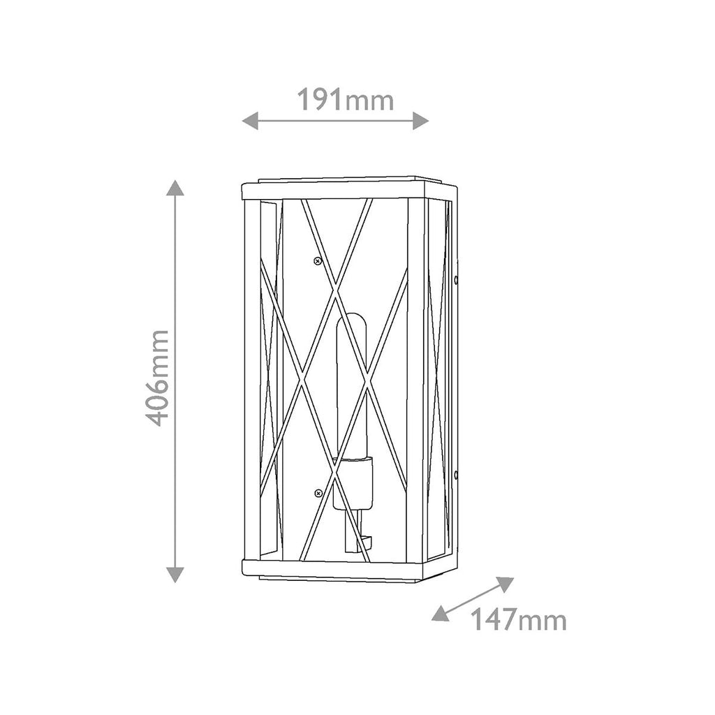 HK-MONTE-M-BK Monte 1 Light Medium Flush Wall  Outdoor Lantern Black