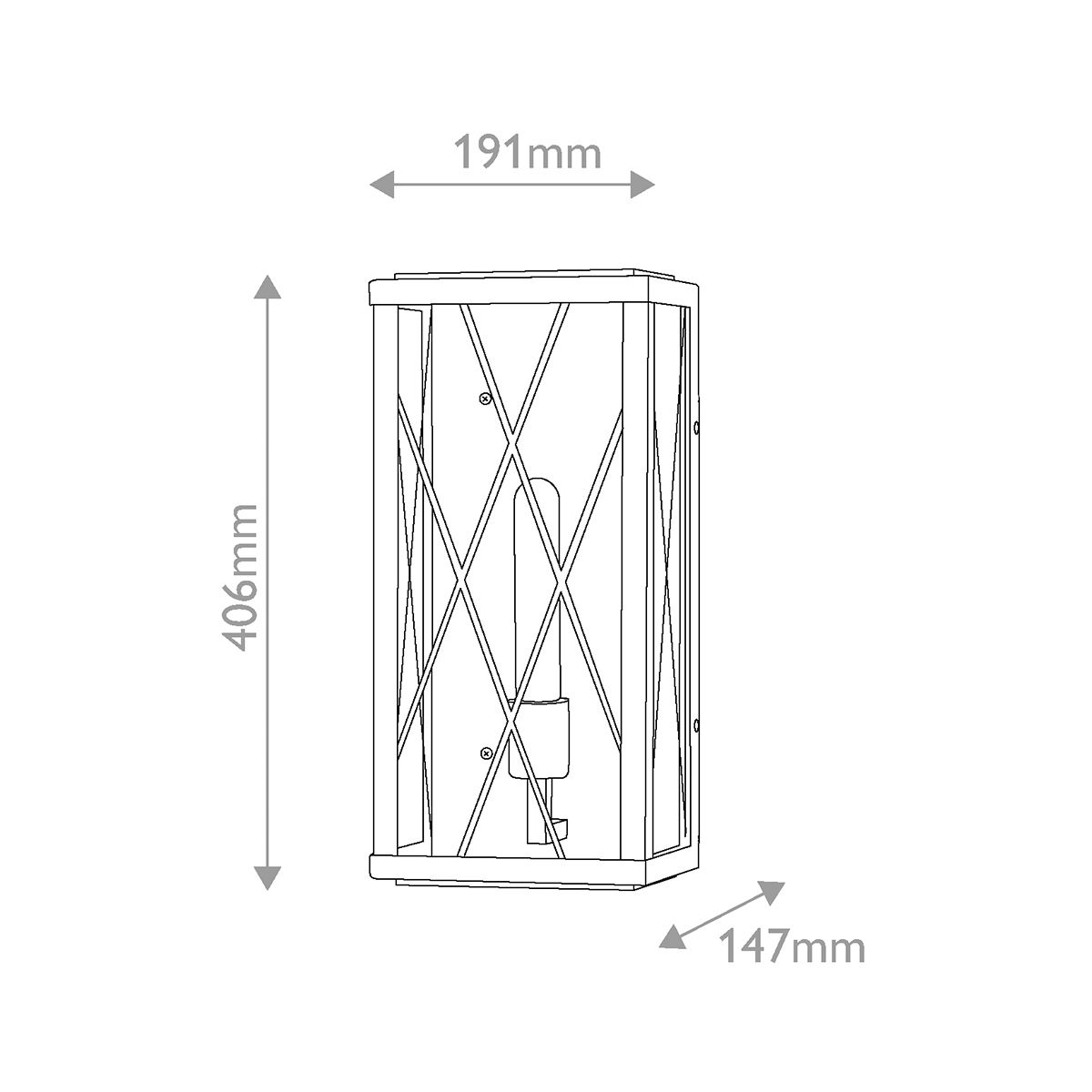 HK-MONTE-M-BK Monte 1 Light Medium Flush Wall  Outdoor Lantern Black