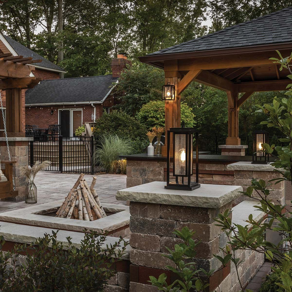 HK-REPUBLIC-P-BK Republic 1 Light Medium  Outdoor Pedestal Lantern Black