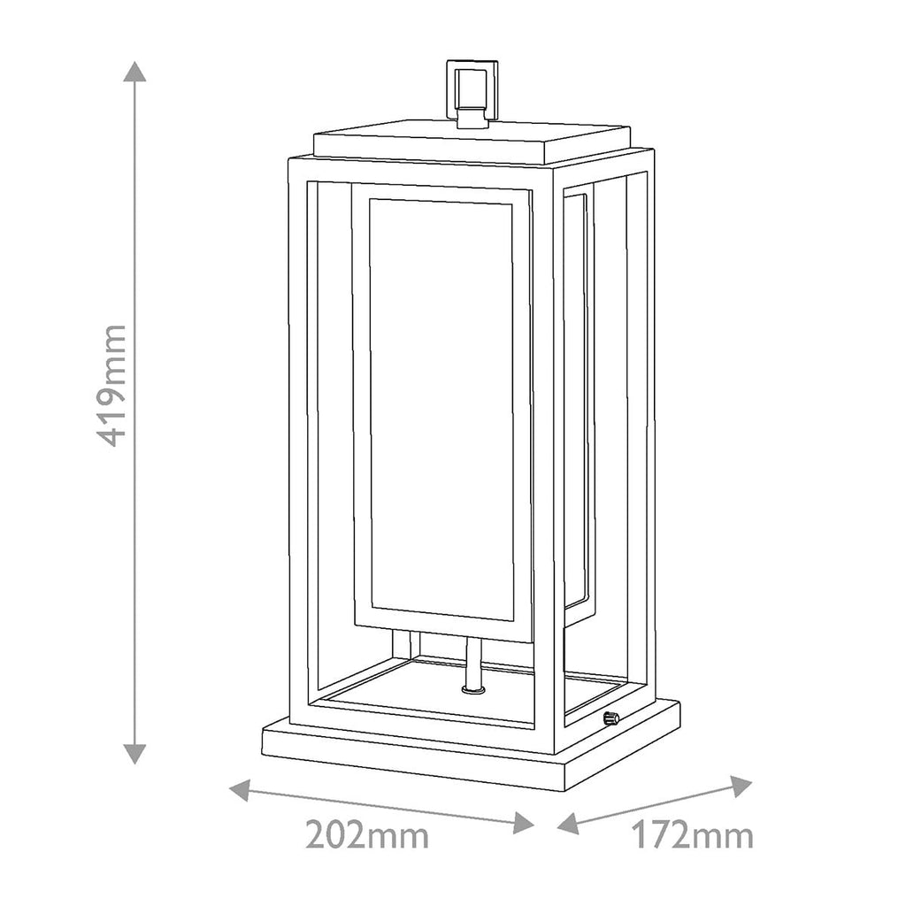 HK-REPUBLIC-P-BK Republic 1 Light Medium  Outdoor Pedestal Lantern Black