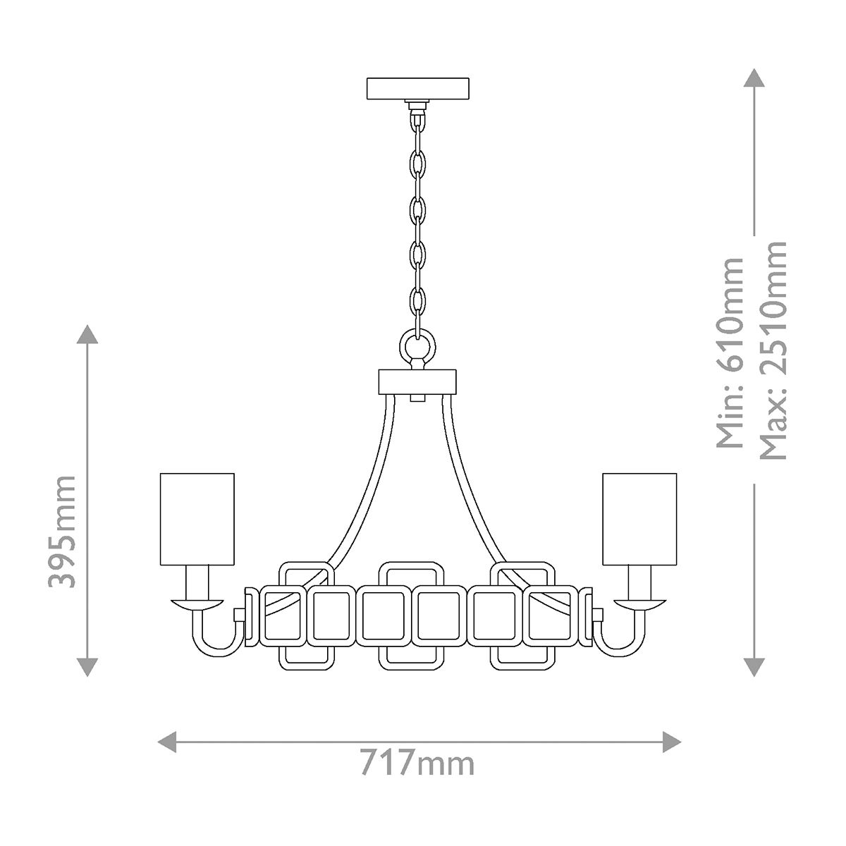 HK-SABINA5-BK Sabina 5 Light Chandelier Black