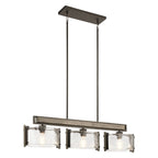KL-ABERDEEN-3P-OZ Aberdeen 3 Light Island Chandelier Distressed Grey Wood Effect & Old Bronze
