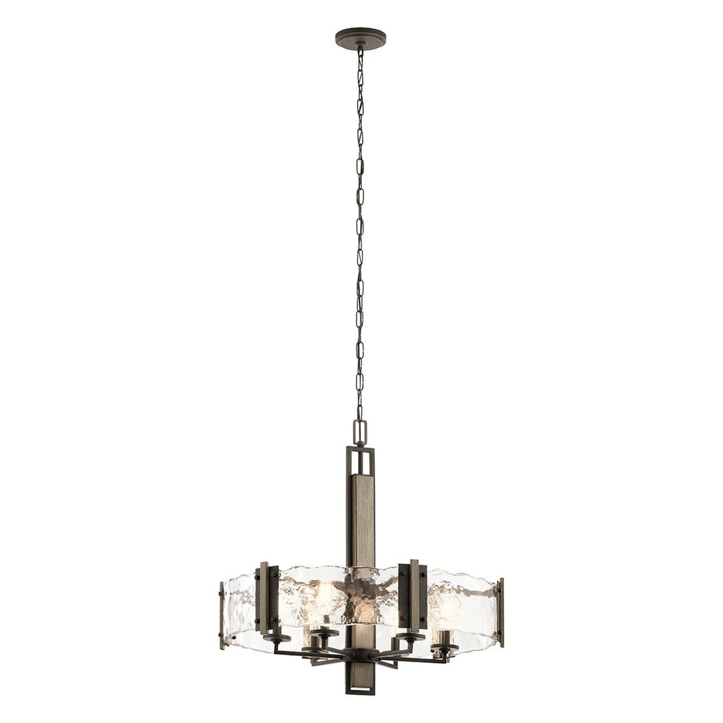 KL-ABERDEEN6-OZ Aberdeen 6 Light Chandelier Distressed Grey Wood Effect & Old Bronze