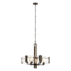 KL-ABERDEEN6-OZ Aberdeen 6 Light Chandelier Distressed Grey Wood Effect & Old Bronze