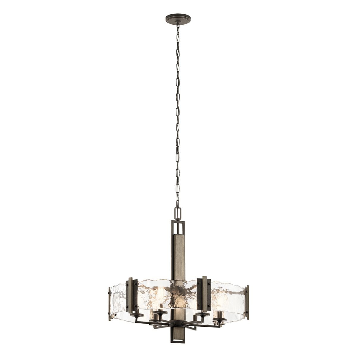 KL-ABERDEEN6-OZ Aberdeen 6 Light Chandelier Distressed Grey Wood Effect & Old Bronze