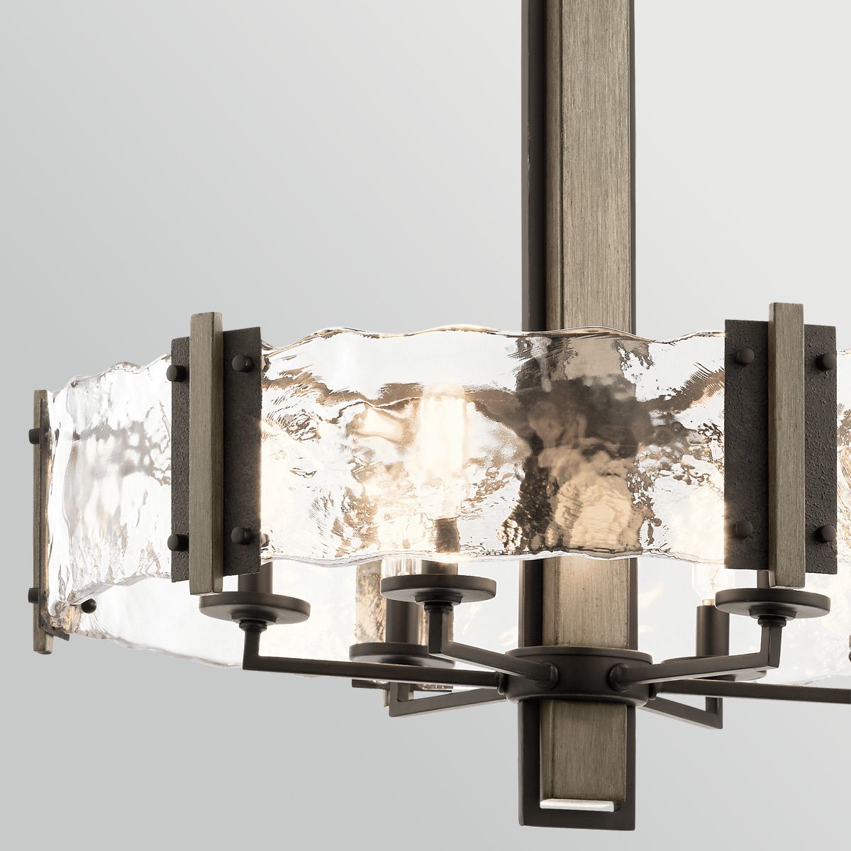 KL-ABERDEEN6-OZ Aberdeen 6 Light Chandelier Distressed Grey Wood Effect & Old Bronze