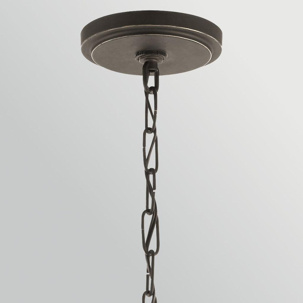 KL-ABERDEEN6-OZ Aberdeen 6 Light Chandelier Distressed Grey Wood Effect & Old Bronze