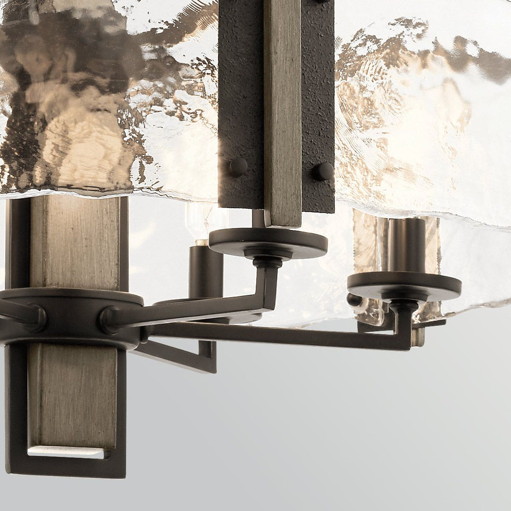 KL-ABERDEEN6-OZ Aberdeen 6 Light Chandelier Distressed Grey Wood Effect & Old Bronze