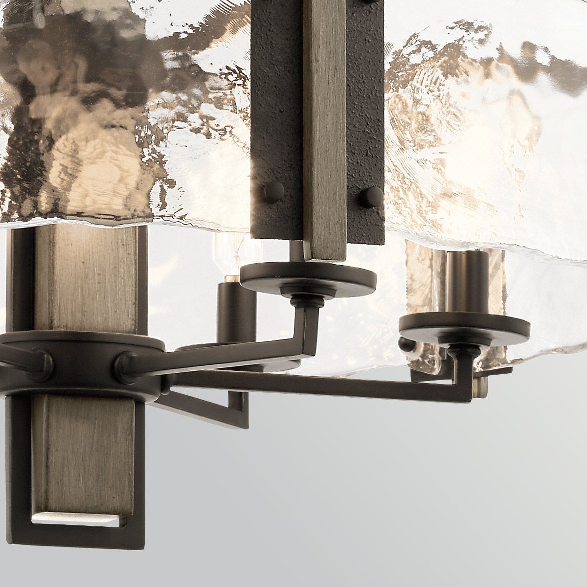 KL-ABERDEEN6-OZ Aberdeen 6 Light Chandelier Distressed Grey Wood Effect & Old Bronze