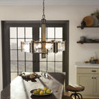 KL-ABERDEEN6-OZ Aberdeen 6 Light Chandelier Distressed Grey Wood Effect & Old Bronze