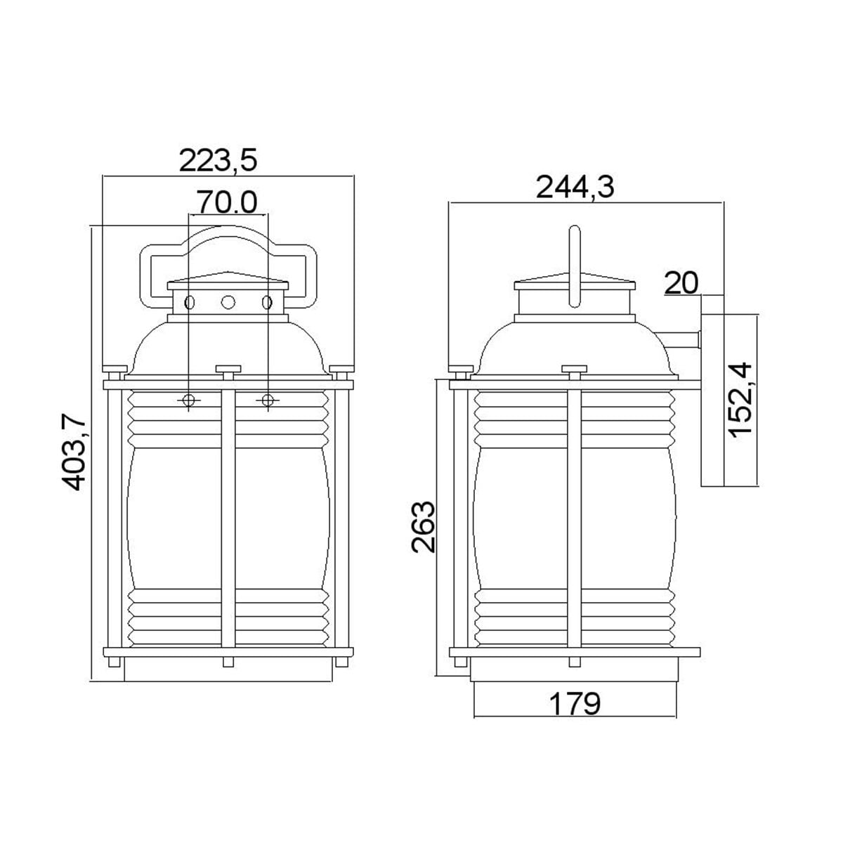 KL-ASHLANDBAY2-L Ashland Bay 1 Light Large  Outdoor Wall Lantern Weathered Zinc
