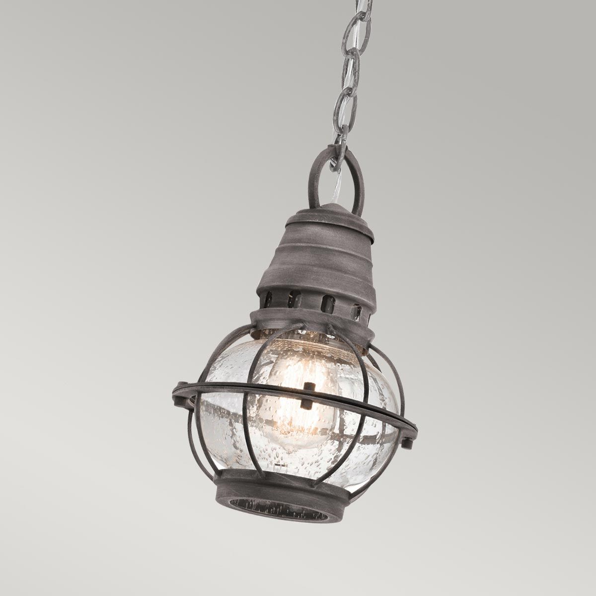 KL-BRIDGEPOINT8S Bridge Point 1 Light Small  Outdoor Chain Lantern Weathered Zinc