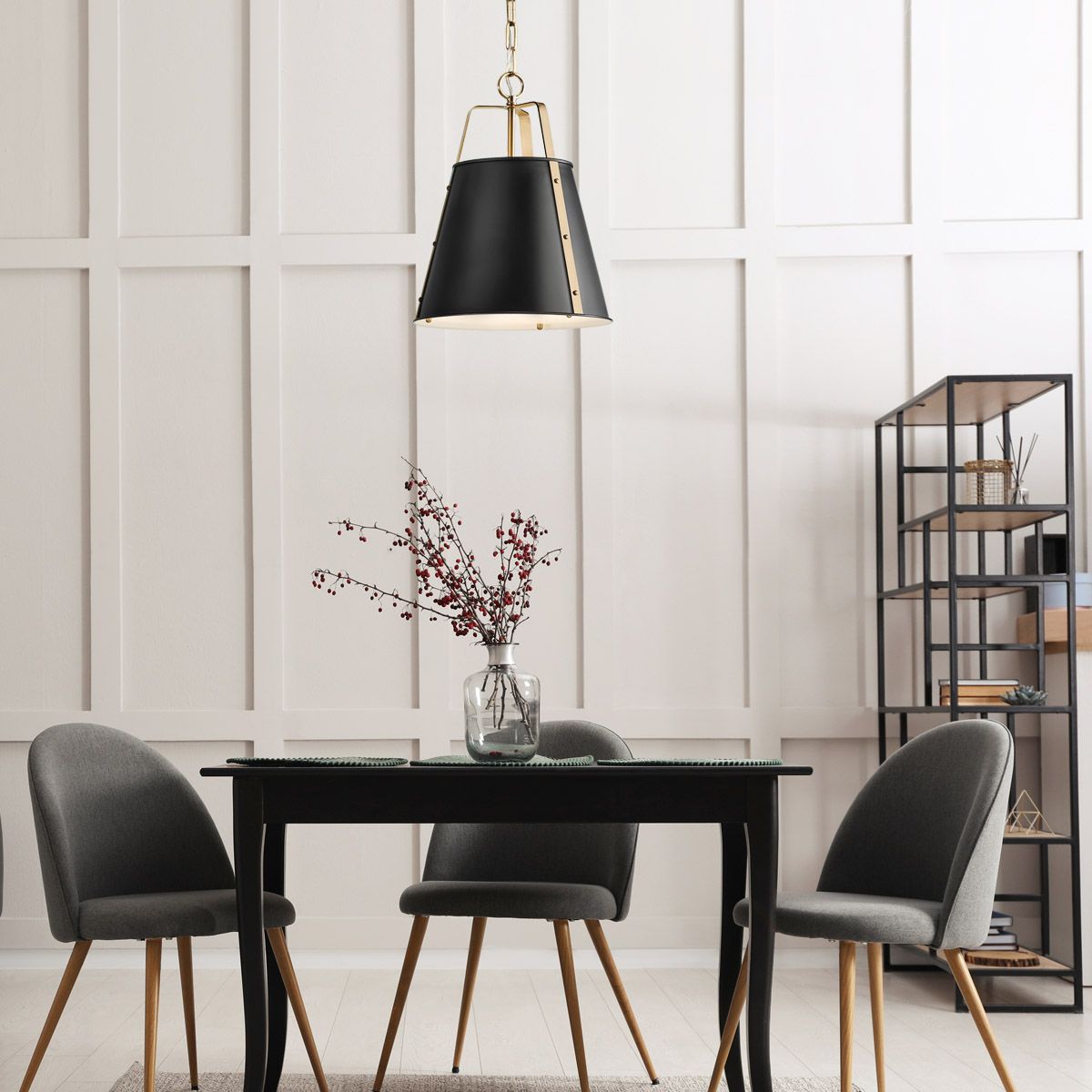 KL-ETCHER-P-L-BKB Etcher Large Pendant Black & Brass