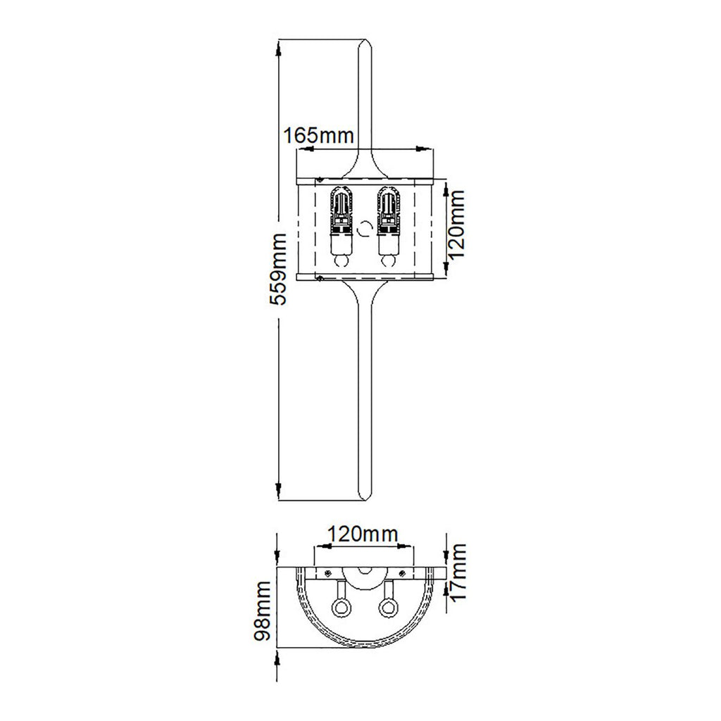 KL-MONA-S-NBR Mona 2 Light Bathroom  Wall Light Natural Brass
