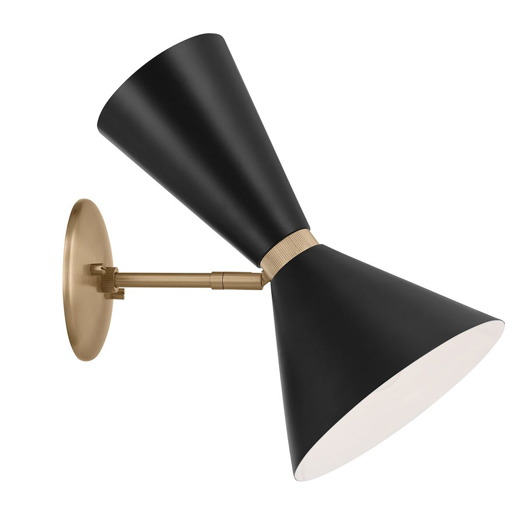 KL-PHIX-1W-CBB Kichler Phix 1 arm, 2 light up and down Wall Light Champagne Bronze, Black