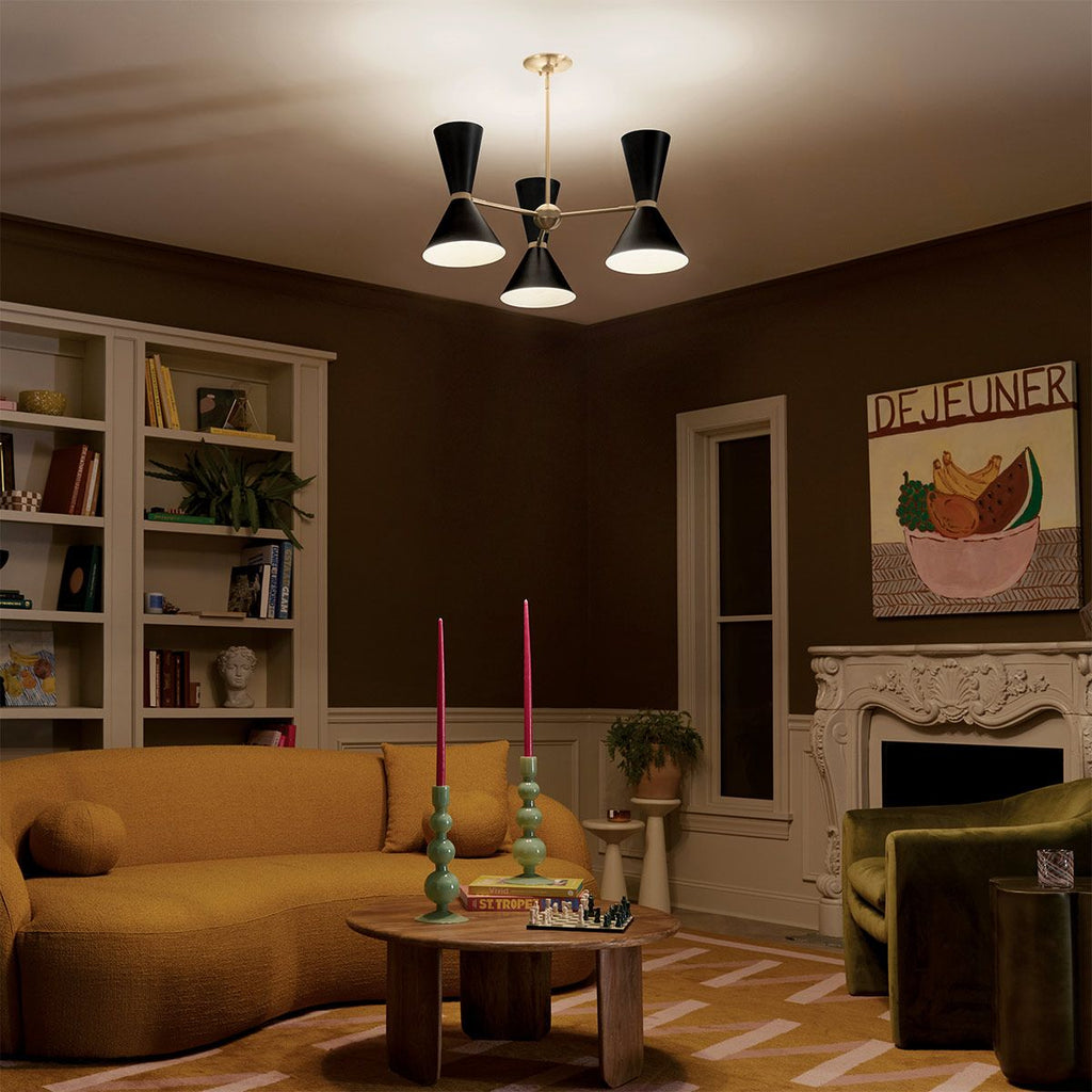 KL-PHIX-3-CBB Kichler Phix 3 arm, 6 light up and down Chandelier Champagne Bronze, Black