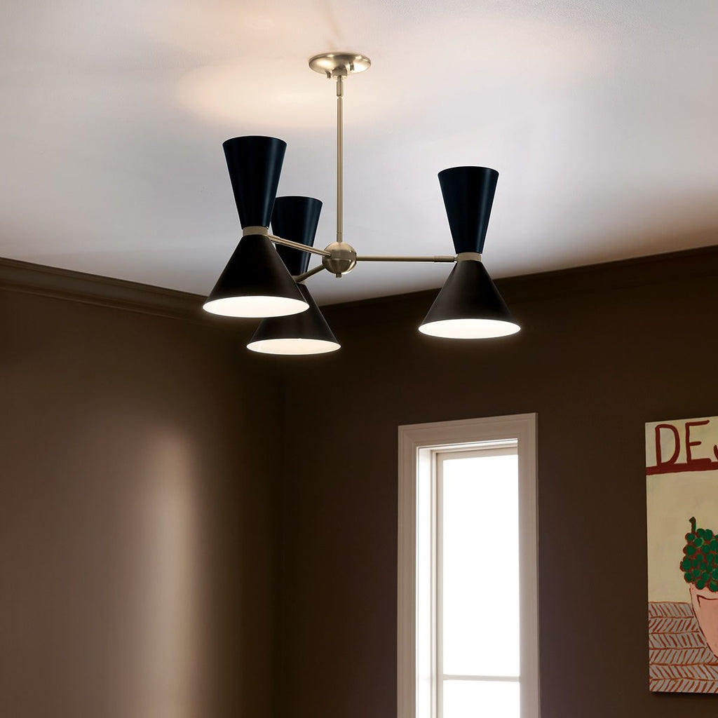 KL-PHIX-3-CBB Kichler Phix 3 arm, 6 light up and down Chandelier Champagne Bronze, Black