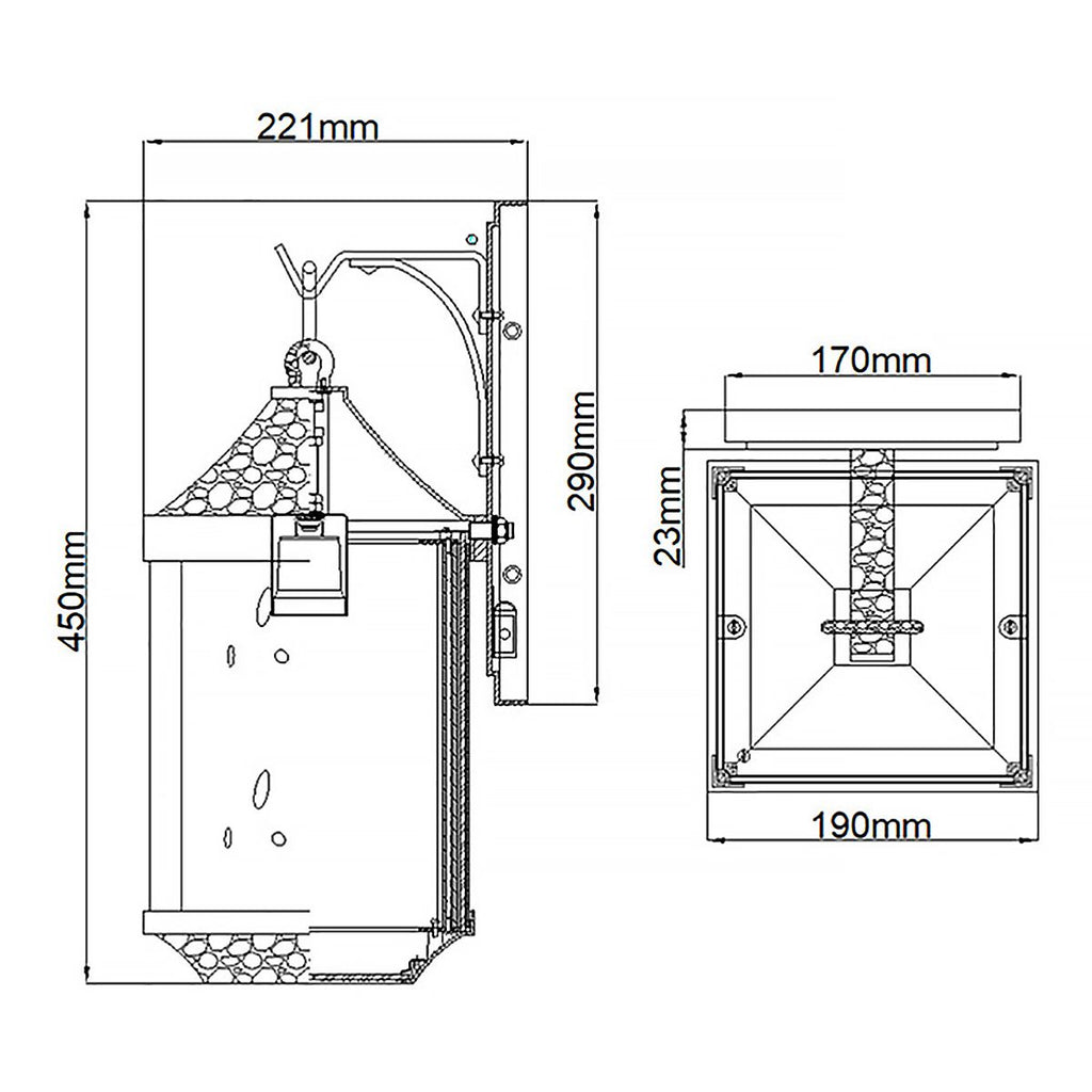 KL-SPRINGFIELD-M Springfield 1 Light Medium  Outdoor Wall Lantern Distressed Black
