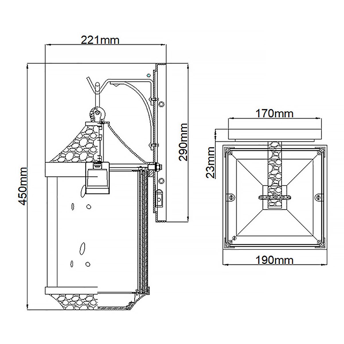 KL-SPRINGFIELD-M Springfield 1 Light Medium  Outdoor Wall Lantern Distressed Black