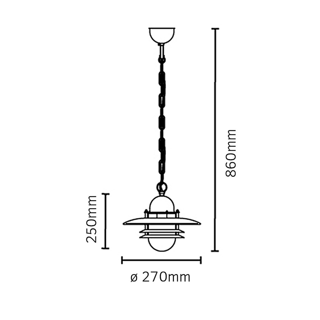 OS8-GAL-C Oslo Coastal Outdoor 1 Light Chain Lantern - Galvanised Steel (S)